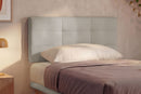 Letto Singolo con Rete Rivestita Similpelle Tortora Tessis Testata Square Varie Misure