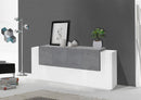 Credenza 7 Ante 200x45x86 cm New Coro Bianco Lucido e Ardesia
