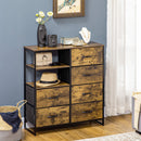 Cassettiera 6 Cassetti in Tessuto Stile Industriale 84x30x92 cm Marrone Rustico  