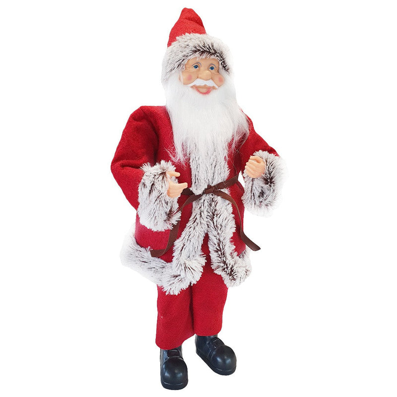Pupazzo Babbo Natale H50 cm con Minilucciole Rosso e Grigio