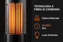 Stufa Elettrica ad infrarossi da Esterno 38,8x41,7x 166,8 cm in Fibra di Carbonio con Luce Led Skyline Pro Bianco