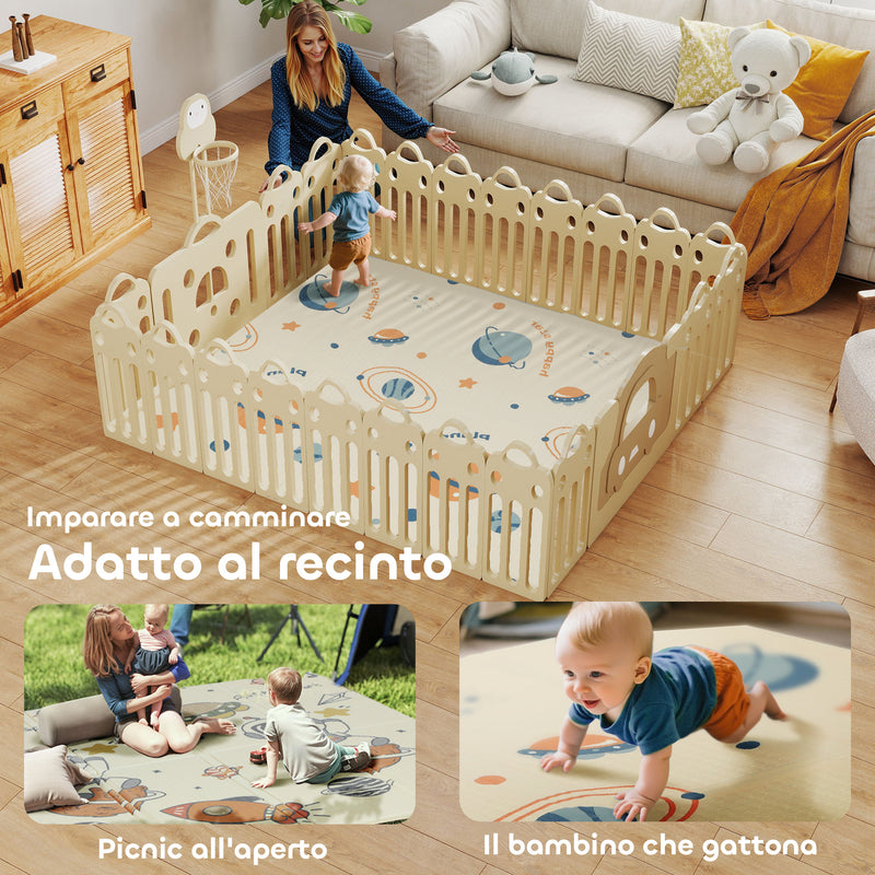 Tappeto Morbido per Bambini 196x176x1,5 cm Superficie Impermeabile in XPE a Tema Spazio   