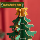 Calendario Avvento di Natale a Cono 22x22x35 cm Con 10 Luci a LED in Compensato