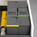 Base 3 Posti per Pattumiera Differenziata per Cassetti Cucina 80 cm in Plastica Emuca Grigio