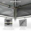 Tetto di Ricambio Impermeabile per Gazebo da Giardino 4x3m in Poliestere  Grigio