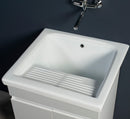 Mobile Lavatoio in Ceramica 2 Ante e Strofinatoio Integrato 60x60x86A cm Bianco Opaco