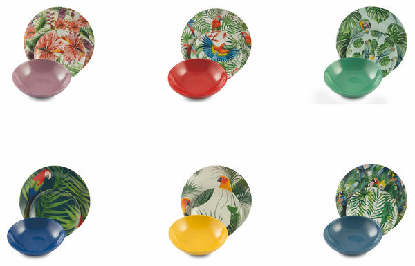 Villa d'Este Parrot Jungle Tafelservice aus Porzellan und Steinzeug 18-teilig prezzo