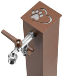 Fontana a Colonna Rubinetto Doppio in Ottone con Base e Vaschetta Abbeveratoio Belfer 42/REX-R Ruggine