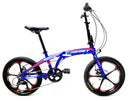 Bicicletta Pieghevole 20" in Alluminio Ruote in Lega Blu Cobalto