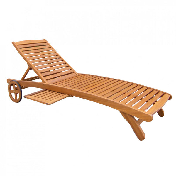 Garten-Sonnenliege mit Rollen 197 x 63 x 37/100 h cm in Brown Wood acquista