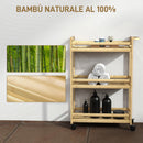 Scaffale Bagno Carrello Portaoggetti Salvaspazio 55x20x75 cm 3 Ripiani in Bambù Colore Naturale      