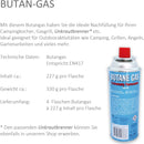Set 4 Cartucce Gas Butano da 227 gr Ricarica Gas Ø70 x 20 cm Ideale per Campeggio Barbecue