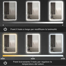 Specchio Bagno da Parete 70x100 cm con Interruttore Touch e Luce LED in Vetro Temperato Argento  