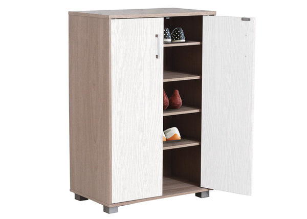 Schuhschrank 2 Türen 5 Regale 60 x 36 x 89,7 cm in Eiche und weißem Holz prezzo
