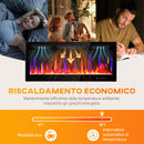 Camino Elettrico da Incasso 106.7x9.4x47 cm con Fiamma Indipendente 3 Modalità di Riscaldamento e Telecomando Nero      