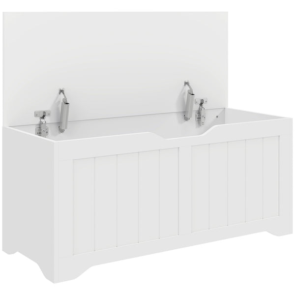 sconto Panca Contenitore 100x40x45 cm Capacità 136L con Coperchio Sollevabile in Legno Bianca