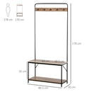 Appendiabiti Panchina per Ingresso con Scarpiera 80,5x30x170 cm in Acciaio e Truciolato  Rovere e Nero