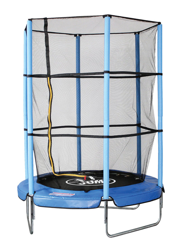 acquista Trampolino Tappeto Elastico Ø140x185 cm in Acciaio con Rete di Protezione Blu