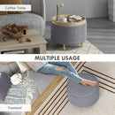 Pouf Contenitore Vellutato da 120 kg max 56x56x42 cm con Vassoio a Ribalta in MDF e Rovere Grigio