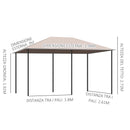 Gazebo da Giardino 4x3m in Acciaio Tende Laterali Cachi