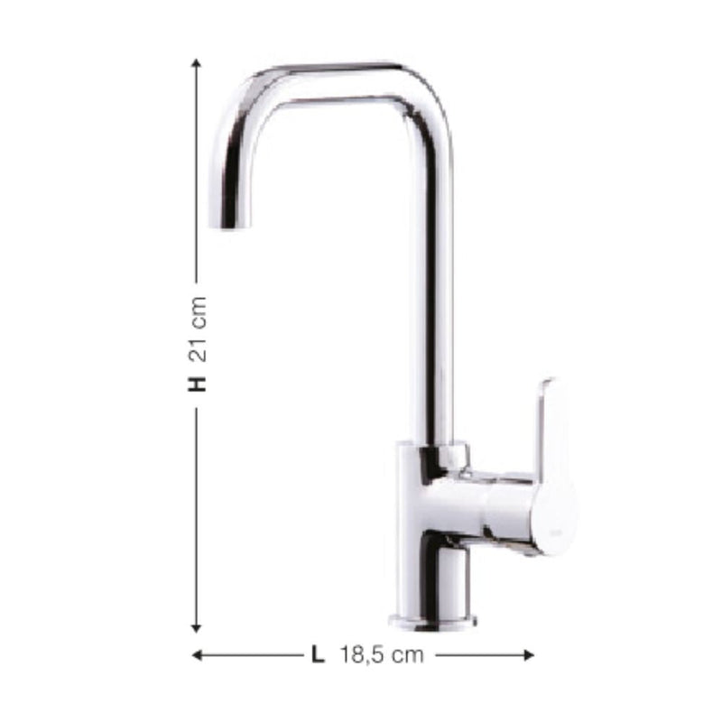 Rubinetto Cucina Miscelatore Monocomando Lavello Canna Tonda in Ottone Lento Nera