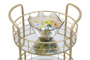 Carrello Glam Rotondo Ø38x77,5 cm in Ferro e Vetro Oro