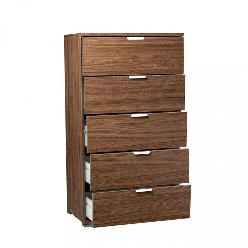 Cassettiera 5 Cassetti Tinta Noce 60x38x103 h cm in Truciolare bilaminato Marrone