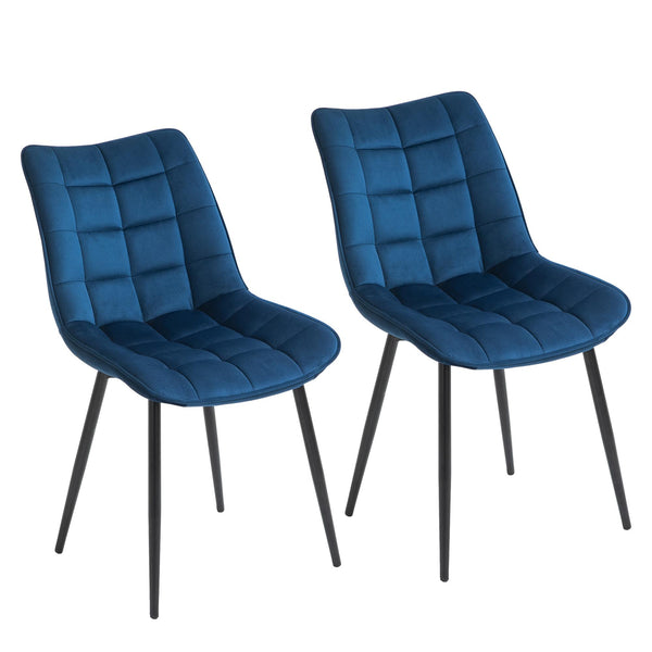 acquista Set mit 2 gepolsterten Stühlen 46 x 58,5 x 85,5 cm in blauem Samtstoff