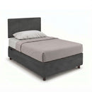 Letto Singolo Contenitore Imbottito Microfibra Grigio BoxMax Testata Square Varie Misure