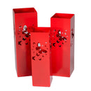 Set 3 Portaombrelli in Metallo 20x20H60cm Farfalle e Cerchi Rosso