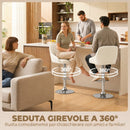Set 2 Sgabelli da Bar 47x52x86-108A cm con Schienale Girevoli e Regolabili in Finta Pelle Bianco      