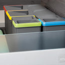 Base 3 Posti per Pattumiera Differenziata per Cassetti Cucina 90 cm in Plastica Emuca Grigio