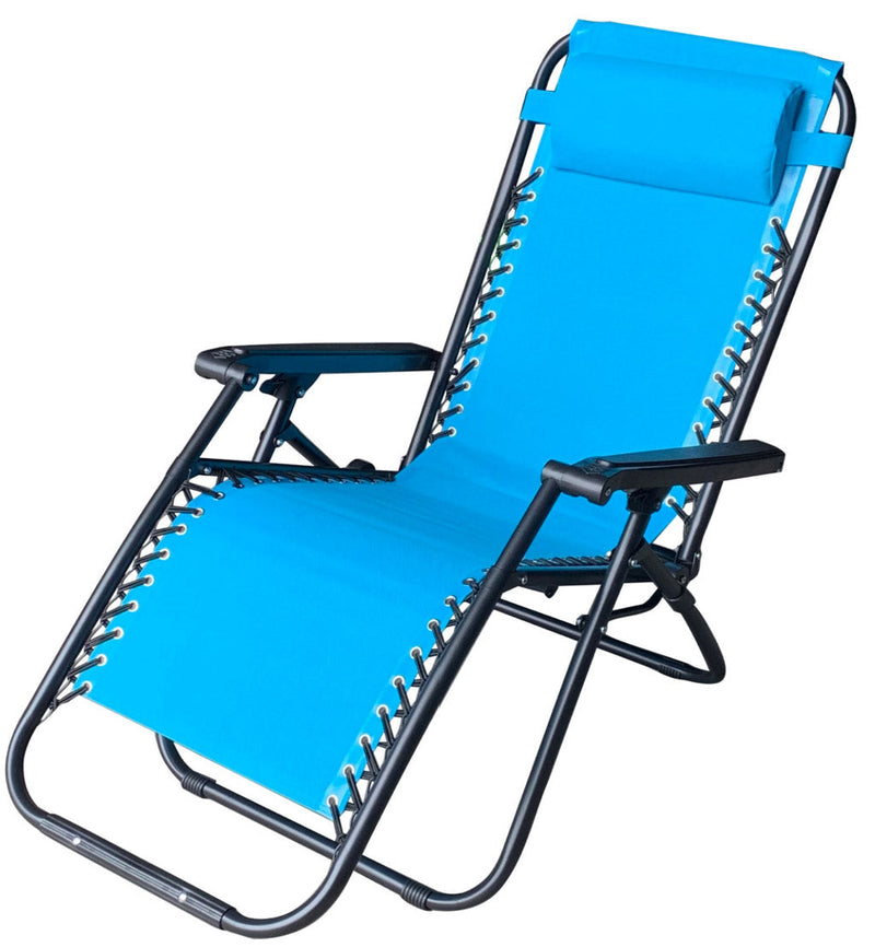 Set 2 Sedie Sdraio Zero Gravity Reclinabile Pieghevole 90x66x108 cm in Metallo e Textilene Blu