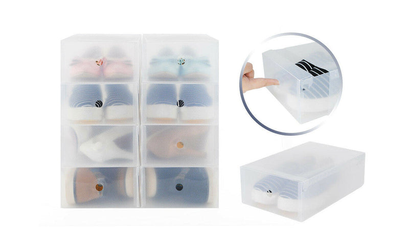 Set 5 Scatole per Scarpe 33x21x12 cm Contenitore Organizzatore Salvaspazio Trasparenti