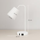Set 2 Lampade da Tavolo Moderne con Porte USB Attacco E27 in Acciaio Bianco      