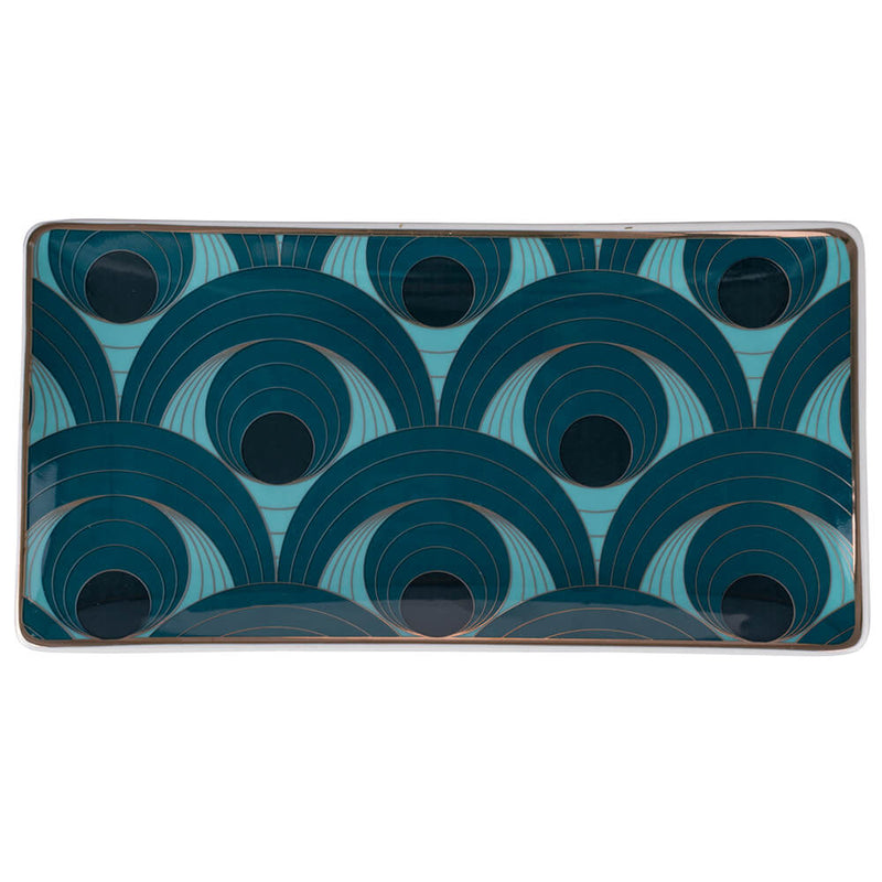 Set 3 Vassoi 24,5x13x2 cm  in Ceramica VdE Tivoli 1996 Vetiver Ottanio Nero e Oro