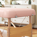 Lettino da Massaggio Pieghevole 210x81x67-92A cm con Poggiatesta Regolabile e Borsa di Trasporto in Legno e PVC Rosa      