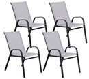 Set 4 Sedie da Giardino 67x57x107 cm in Metallo e Textilene Grigio Chiaro