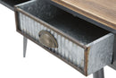 Console Illinois 111x40x76 cm in Ferro e Legno di Abete Grigio e Grigio e Naturale