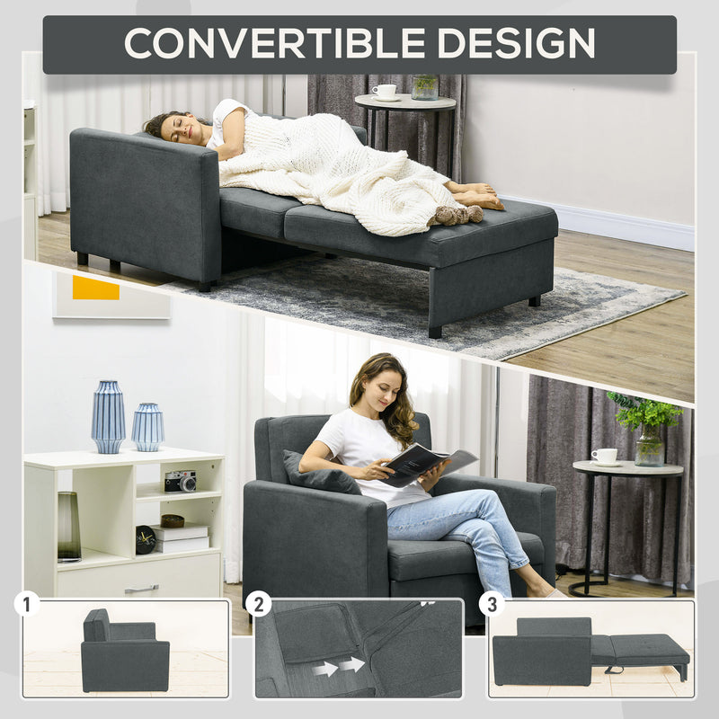 Poltrona Letto Singolo  100x98x88 cm con Vano Contenitore in Tessuto Effetto Velluto Grigio  