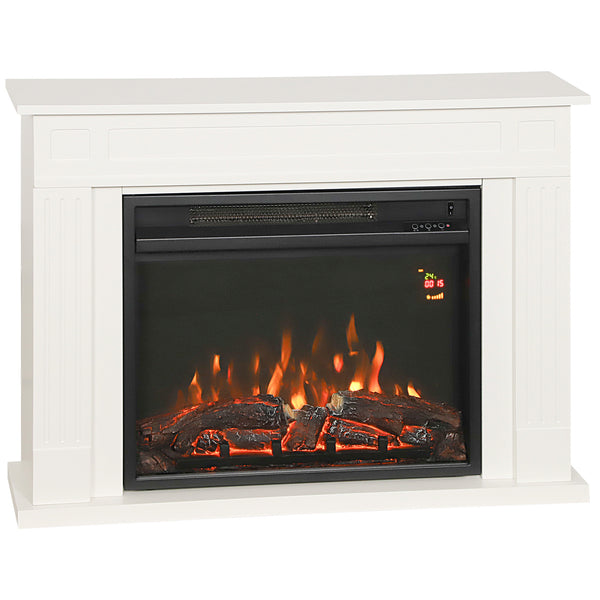 Camino Elettrico da Pavimento 98x23,5x69,5 cm con Fiamma a 5 Luminosità Telecomando e Timer Bianco e Nero sconto