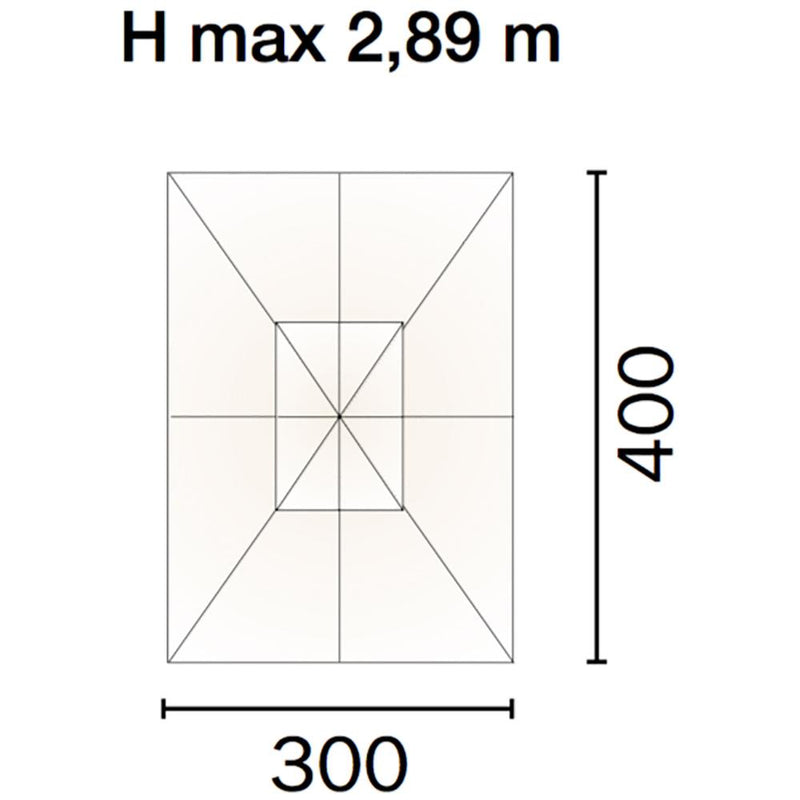 Ombrellone da Giardino 3x4 m Palo Ø48 mm in Legno Vorghini De Lux Ecrù