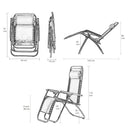 Set 2 Sedie Sdraio Zero Gravity Reclinabili Pieghevoli in Ferro e Textilene Tortora