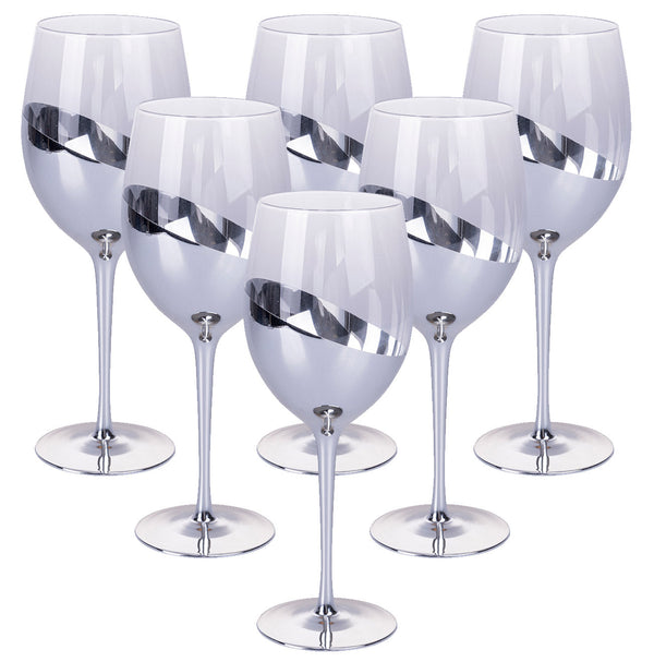 online Set 6 schicke Kelche in Villa d'Este Home Tivoli transparentes und silbernes Glas