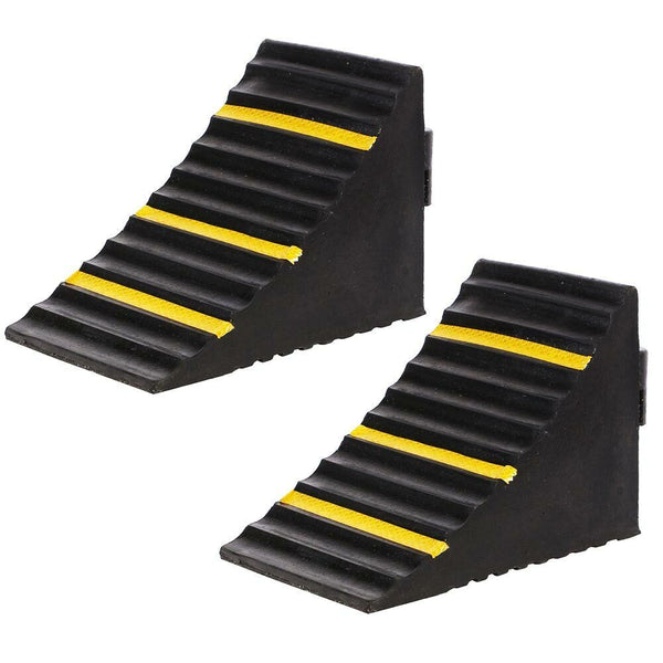 Set 2 Cunei Bloccaruote Fermaruote Gomma Dura Ferma Ruota Ruote Catarifrangenti acquista