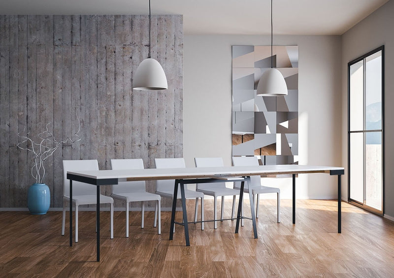 Consolle Allungabile in Legno e Ferro H77x40x90/300cm Itamoby Banco Evolution Bianco Frassino Classica