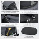 Passeggino per Cani Pieghevole 82x47x97 cm con Borsa e 2 Guinzagli Grigio e Nero   