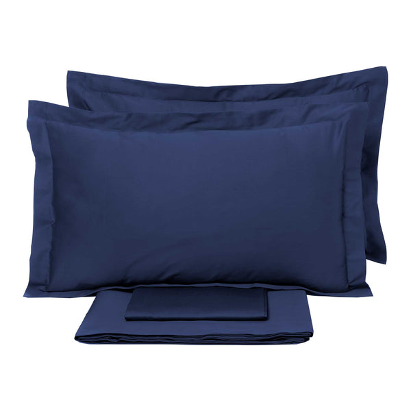 Set aus Doppellaken oben und unten und einfarbigen Garrini Clarice Blue Kissenbezügen acquista