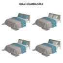 Set Lenzuola Sopra Sotto e Federe Doubleface Ottanio\/Grigio Chiaro