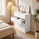 Cassettiera 4 Cassetti Moderna 70x34x79 cm con Guide Scorrevoli in Truciolato Bianco Lucido      